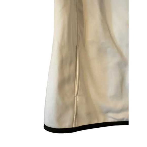 Weekend's By Chico's White/Black piping asym zip fleece vest with Hood 3/L - Picture 2 of 7
